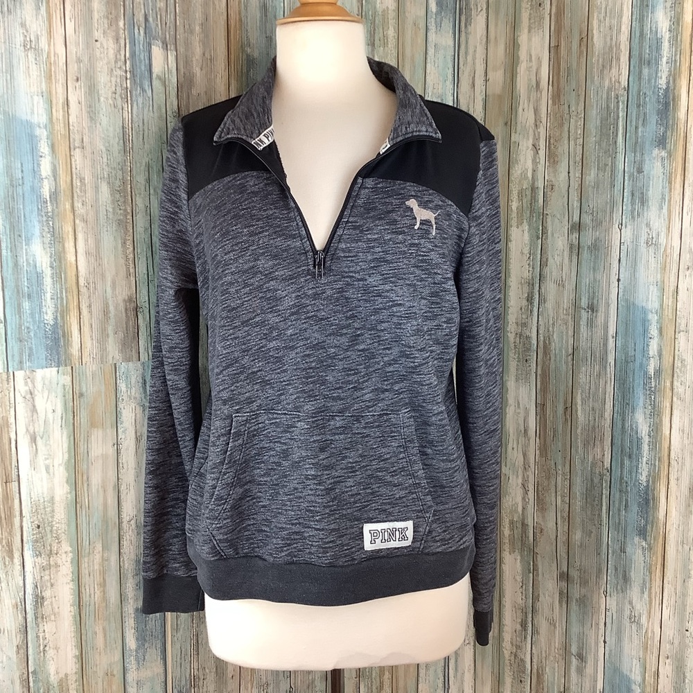 Victoria’s Secret PINK heather gray 1/4 zip sweater size medium